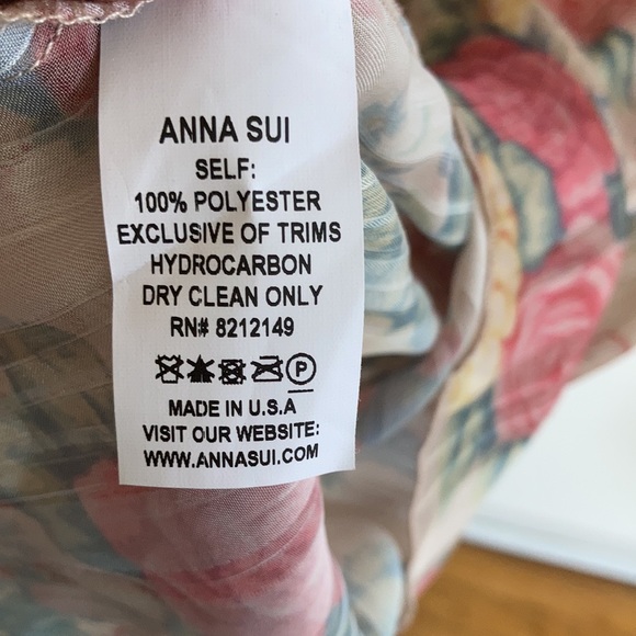 NWT Anna Sui Womens Dress Sz 12  Sheer Whimsy Floral Cottagecore Coquette Pastel - Picture 11 of 16